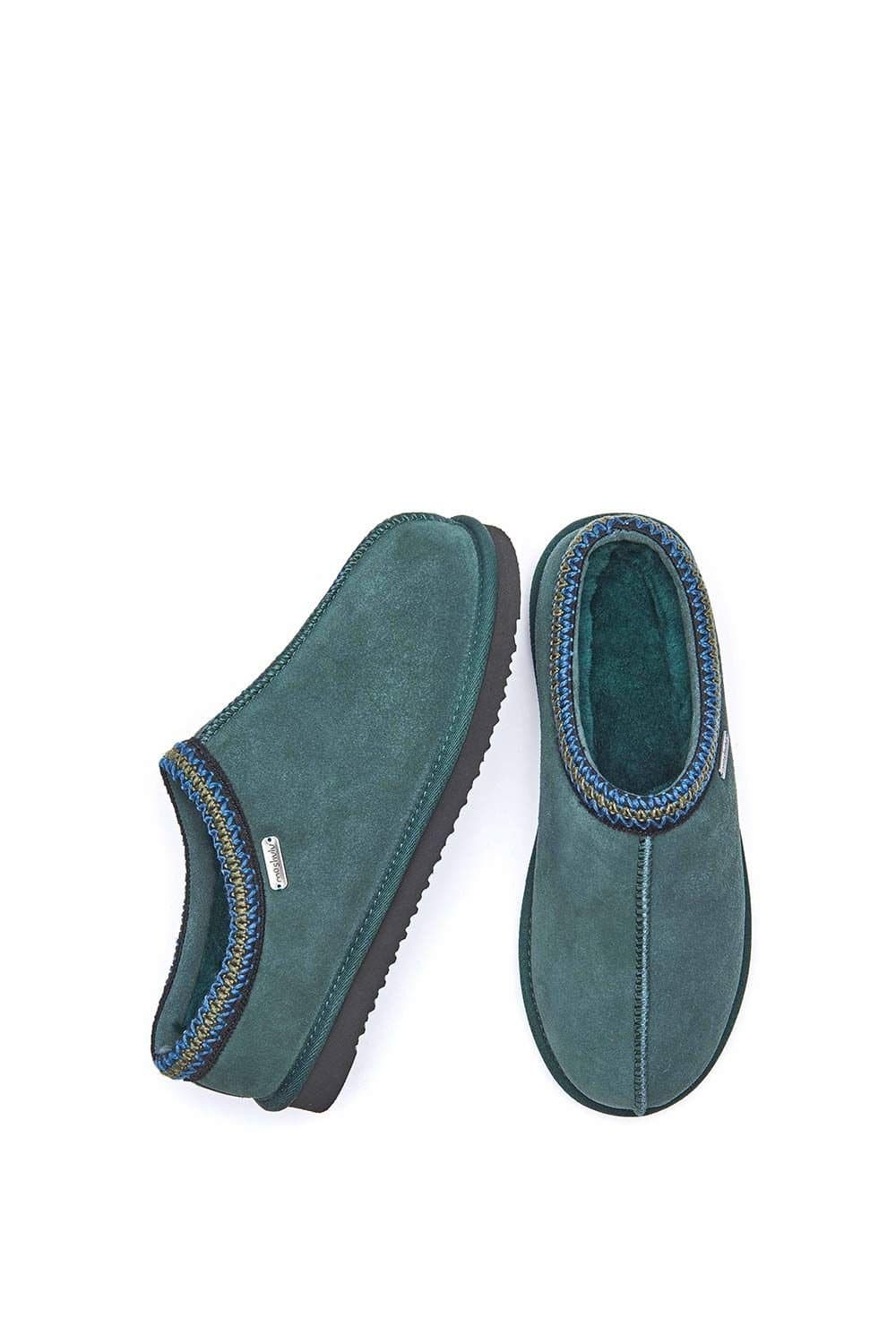 Moshulu Moshulu Men's 'Seathorn' Leather Sheepskin Mule Slippers in Green