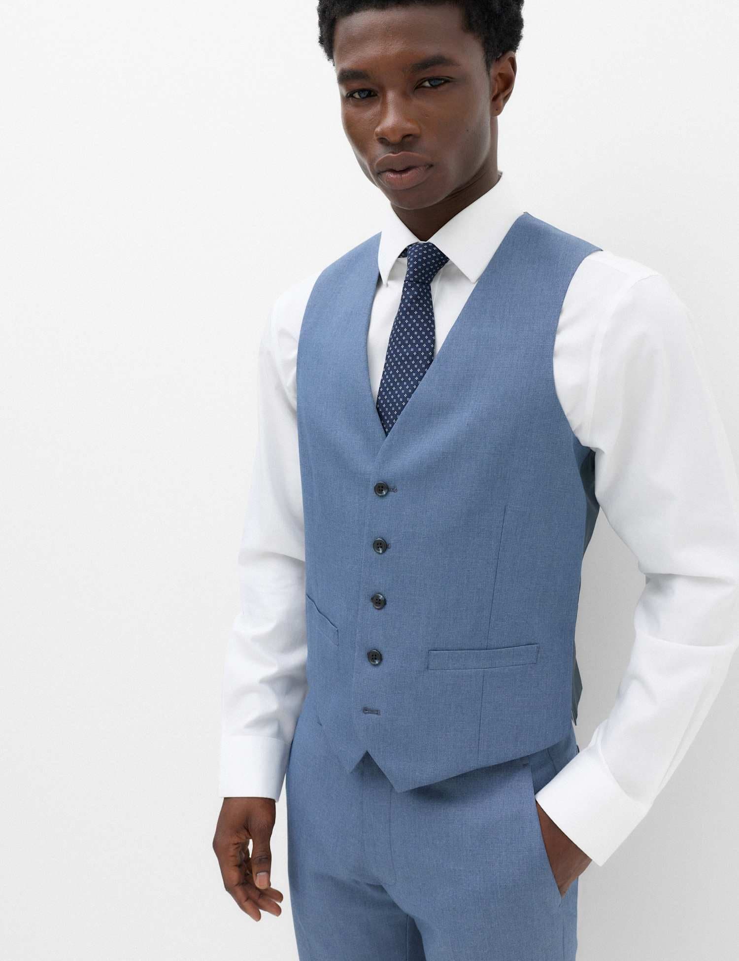 Marks & Spencer M&S Textured Waistcoat Light Airforce