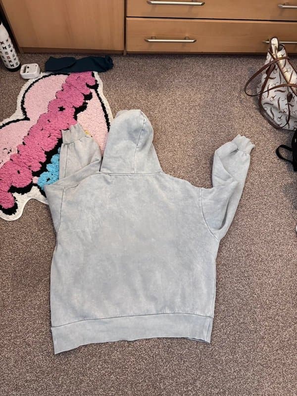 Bershka Bershka Stonewash Hoodie - Ice Grey/Blue - M