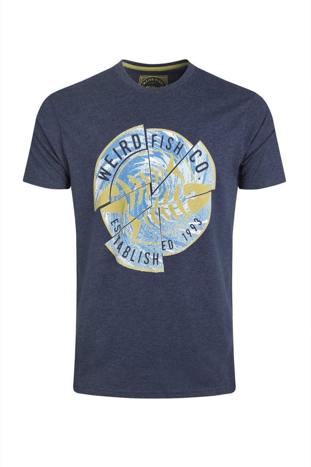 Weird Fish Weird Fish Men's Vortex Front Print Graphic T-Shirt in Dark Blue - 2