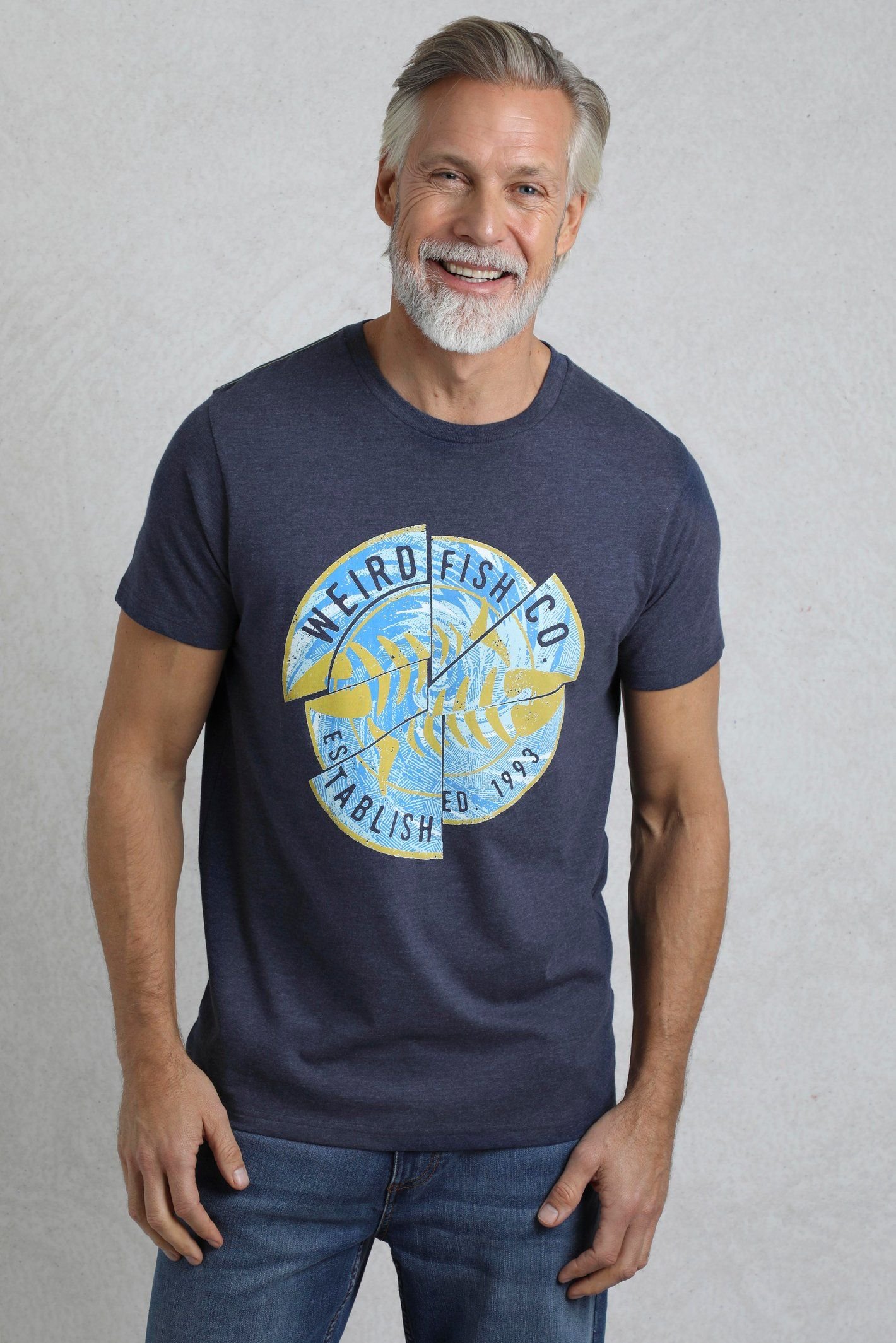 Weird Fish Weird Fish Men's Vortex Front Print Graphic T-Shirt in Dark Blue - 4