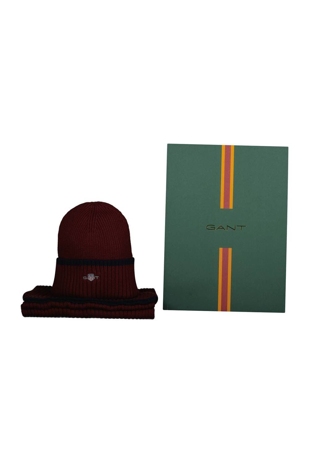 Gant Gant Men's Essential Gift Hat & Scarf Set Burgundy