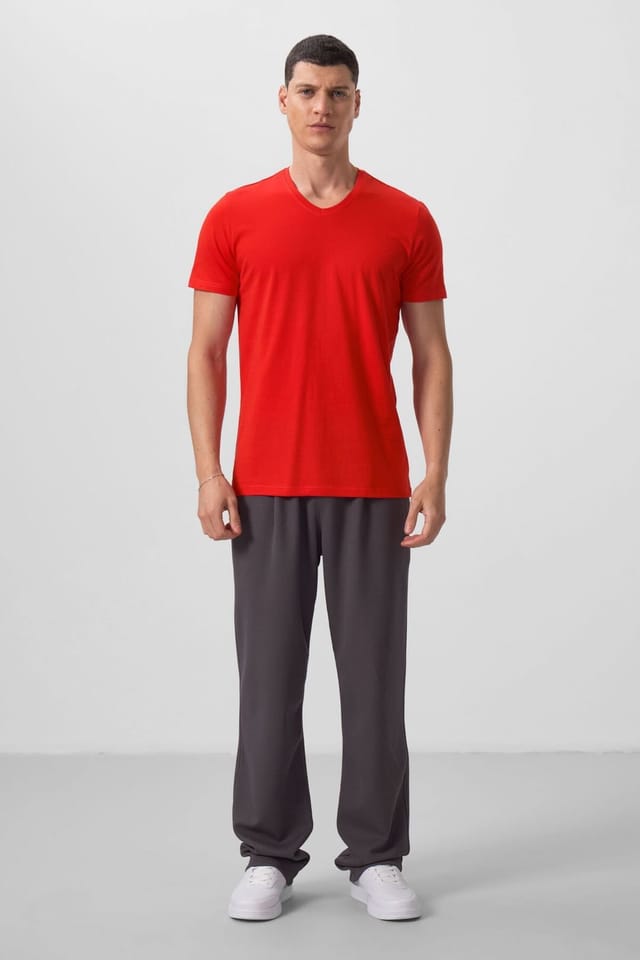 Tommy Life Tommy Life Men's V-Neck Short Sleeve T-Shirt in Red - 3