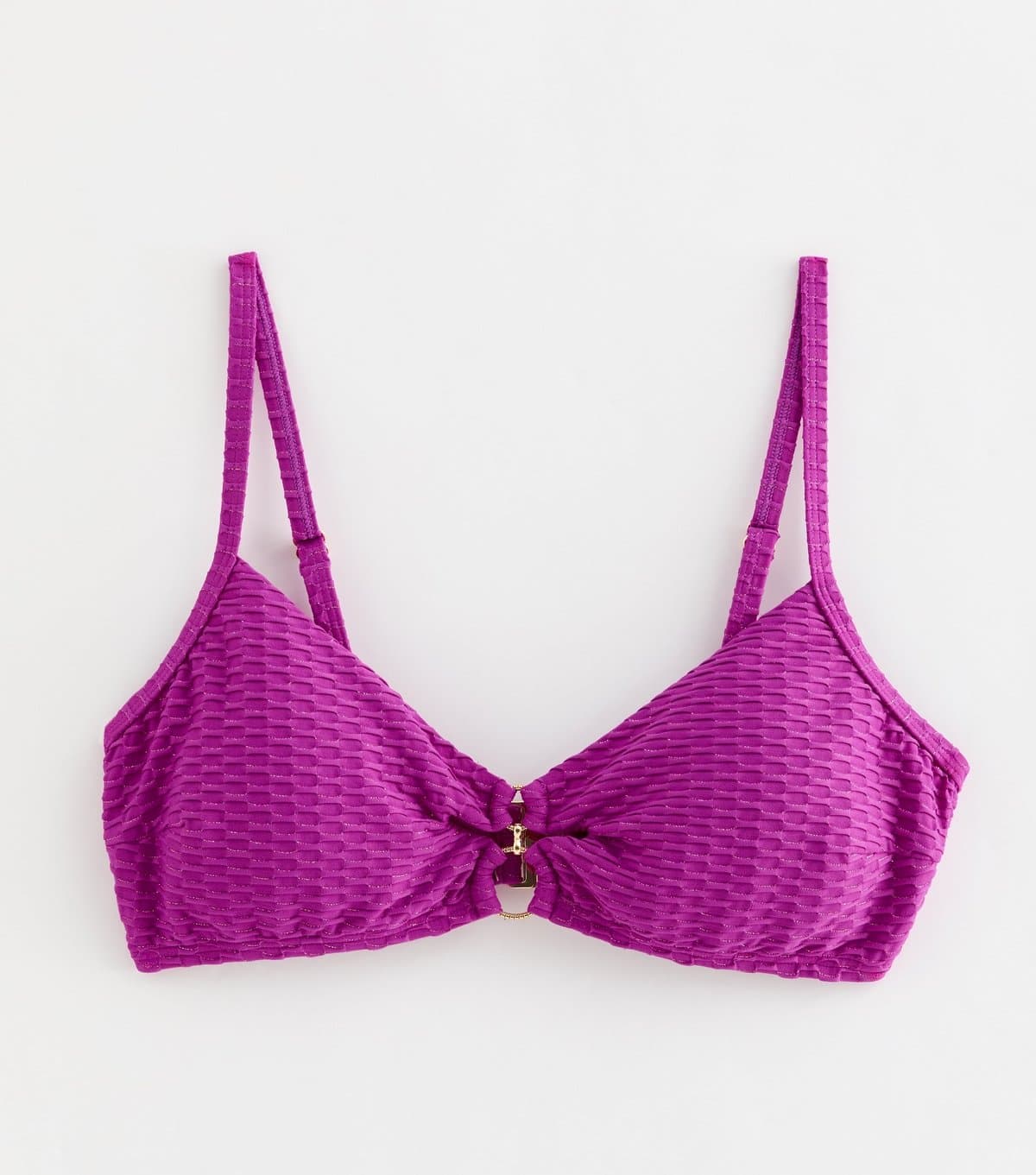 New Look New Look Purple Textured Cut Out Bikini Top