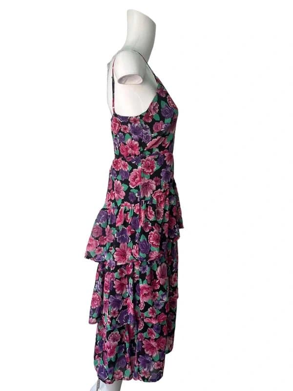 New Look New look dress size small 10 pink floral ruffle chiffon women's new eu38 rrp £40