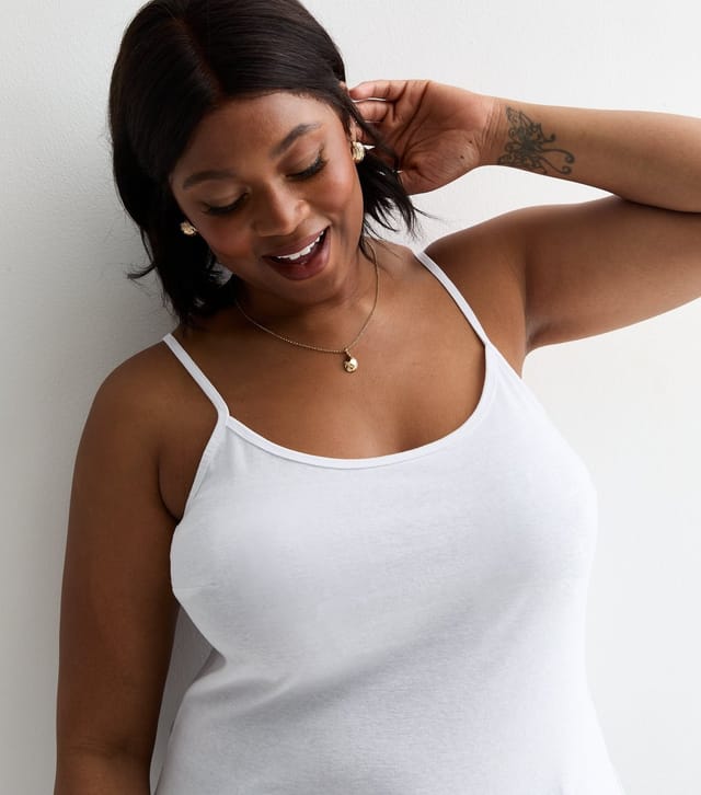 New Look Women's Plus Size White Scoop Neck Vest Curves New Look - 2