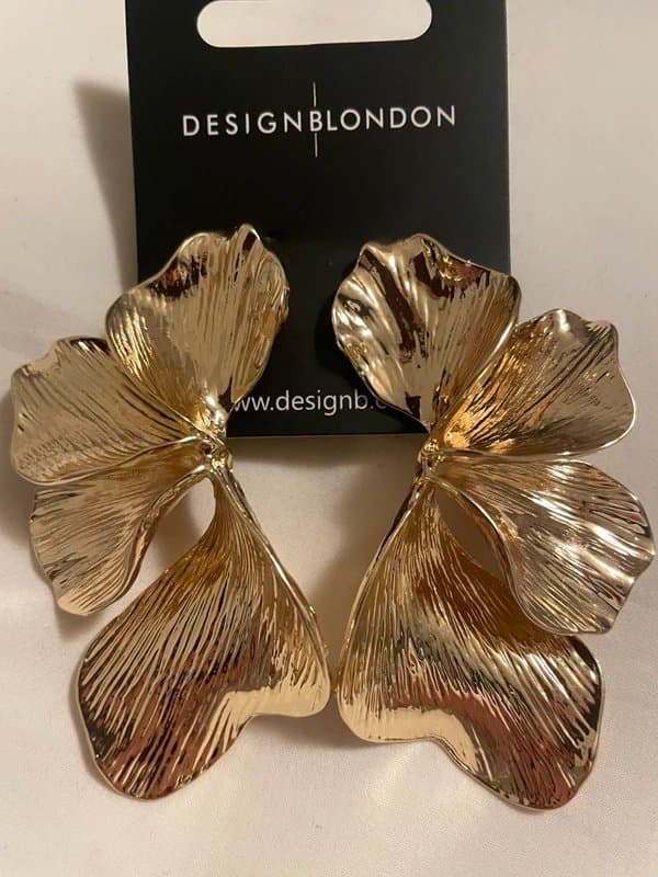 ASOS Statement gold floral earrings