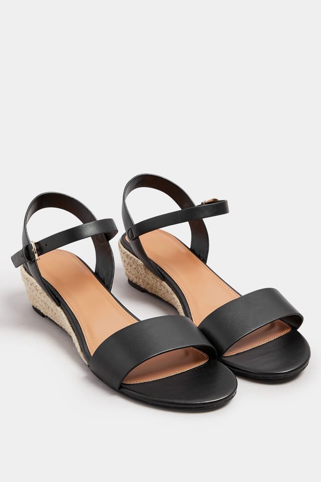 Long Tall Sally Long Tall Sally Women's Rope Wedge Sandals in Black - 2