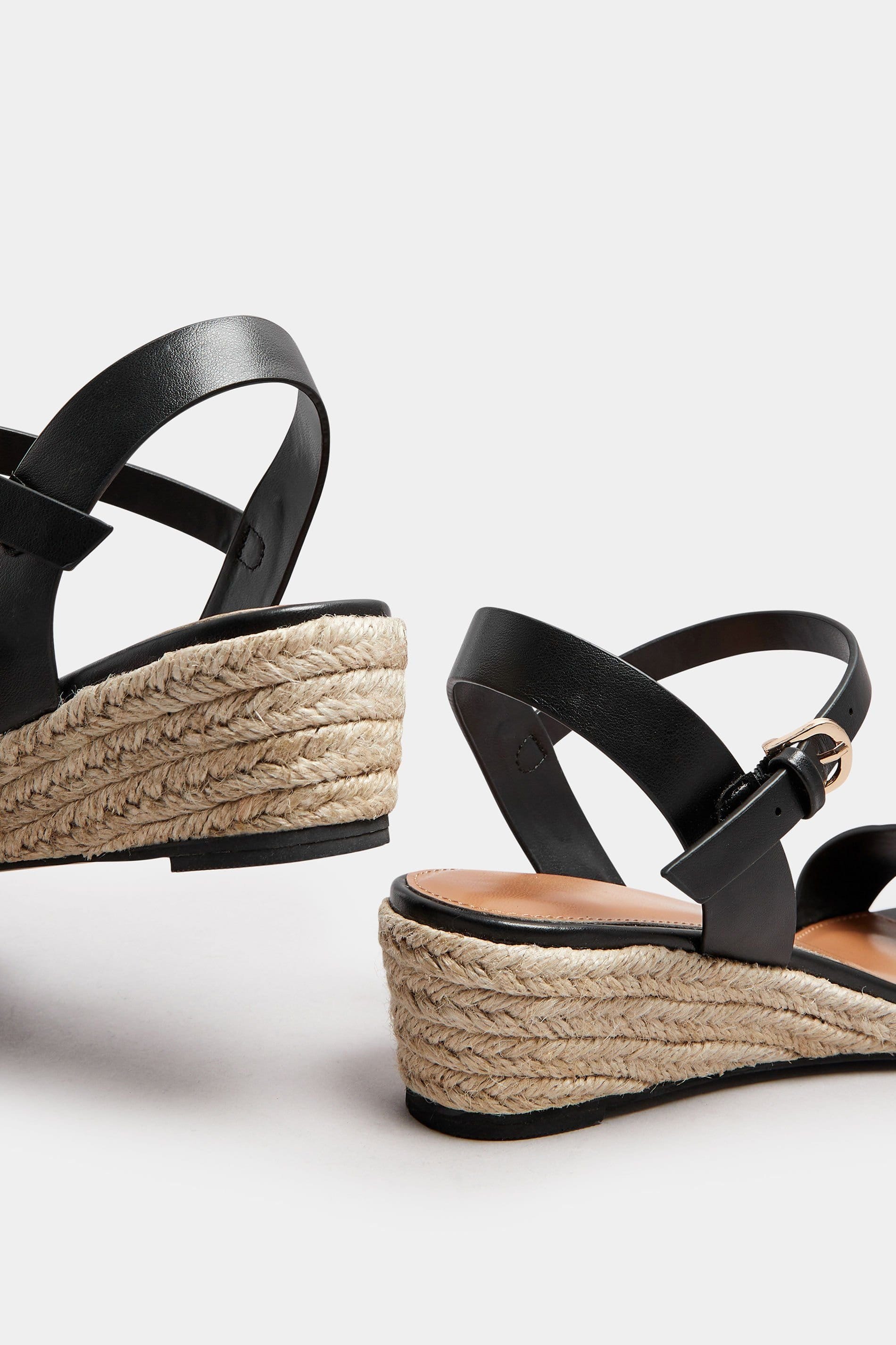 Long Tall Sally Long Tall Sally Women's Rope Wedge Sandals in Black - 4
