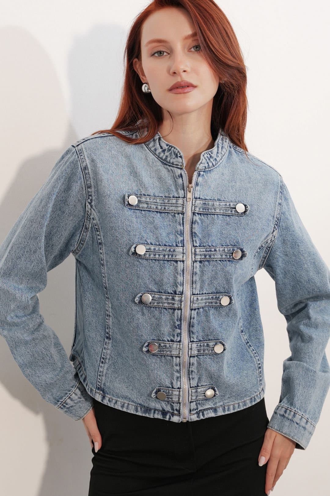 Big Dart Big Dart Women's Denim Jacket Coat in Light Blue