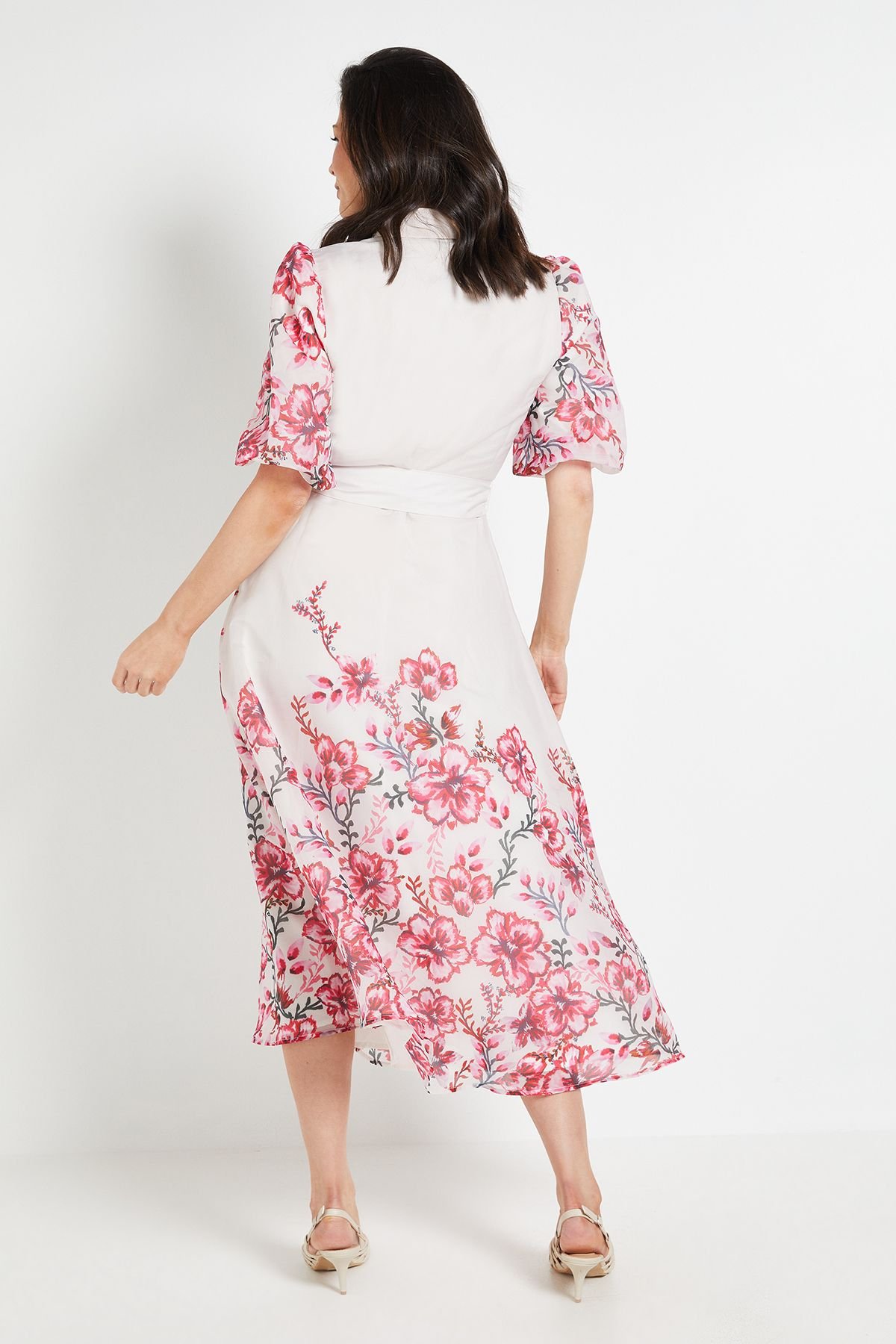 Wallis Wallis Women's Floral Organza Pintuck Midi Shirt Dress in Ivory - 3