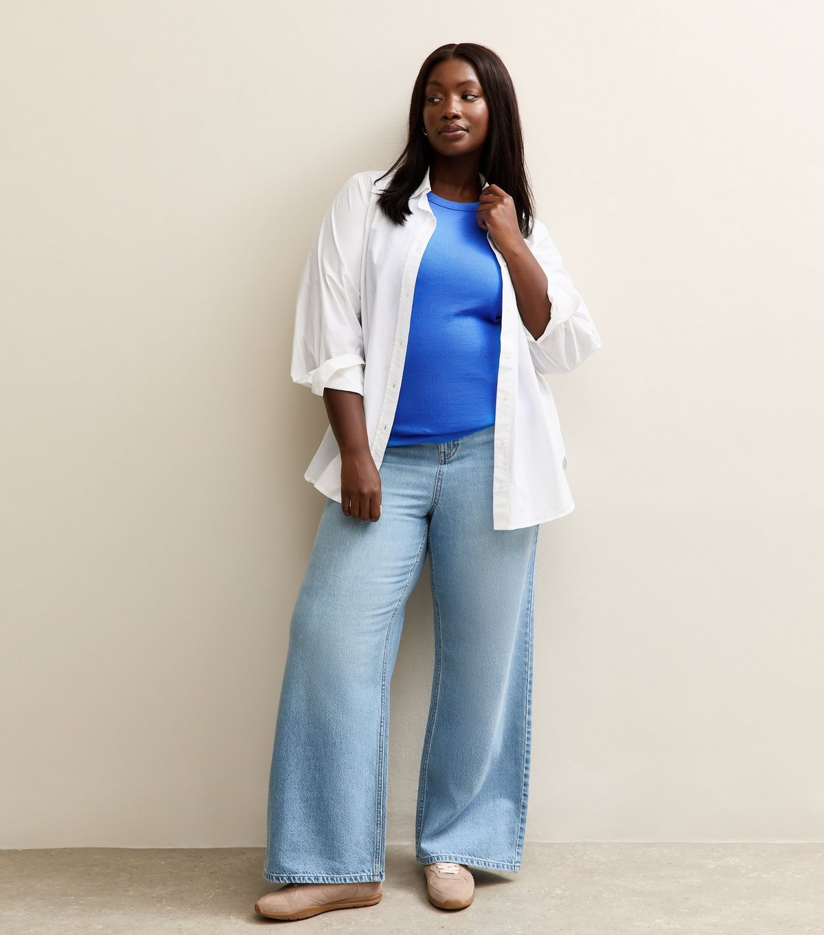 New Look Women's Plus Size Blue Ribbed Racerback Vest Curves New Look - 3