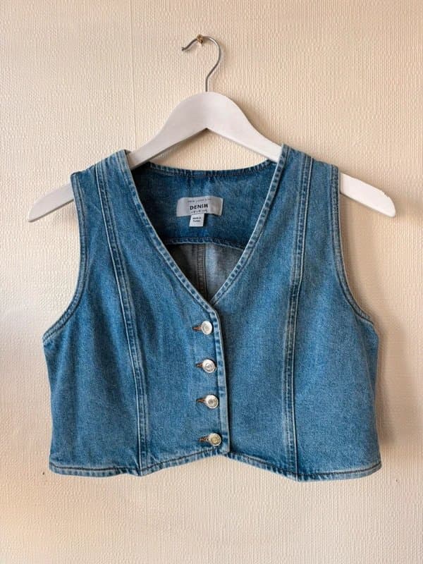 New Look New Look Cropped Denim Waistcoat - Size 10