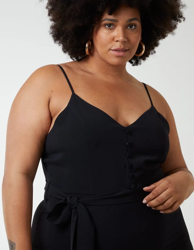 Blue Vanilla Curve Button Front Strappy Jumpsuit - 2