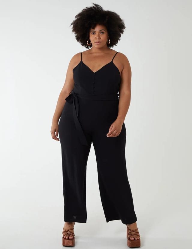 Blue Vanilla Curve Button Front Strappy Jumpsuit - 3