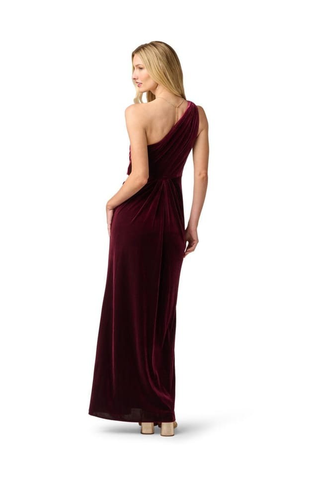 Adrianna Papell Adrianna Papell Women's One Shoulder Velvet Dress in Red - 3