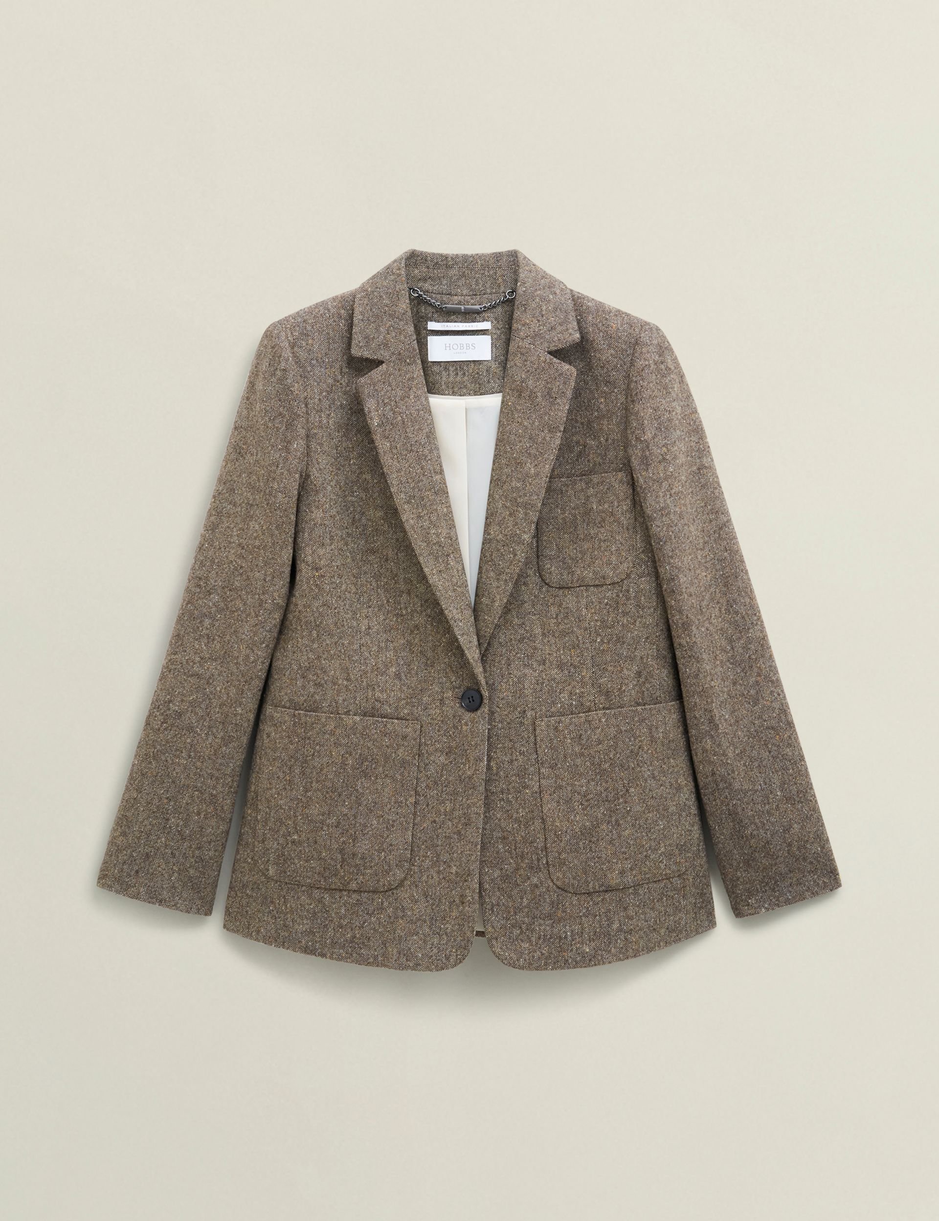 Hobbs London Hobbs London Women's Elvie Long Sleeve Collared Blazer Jacket in Brown - 2