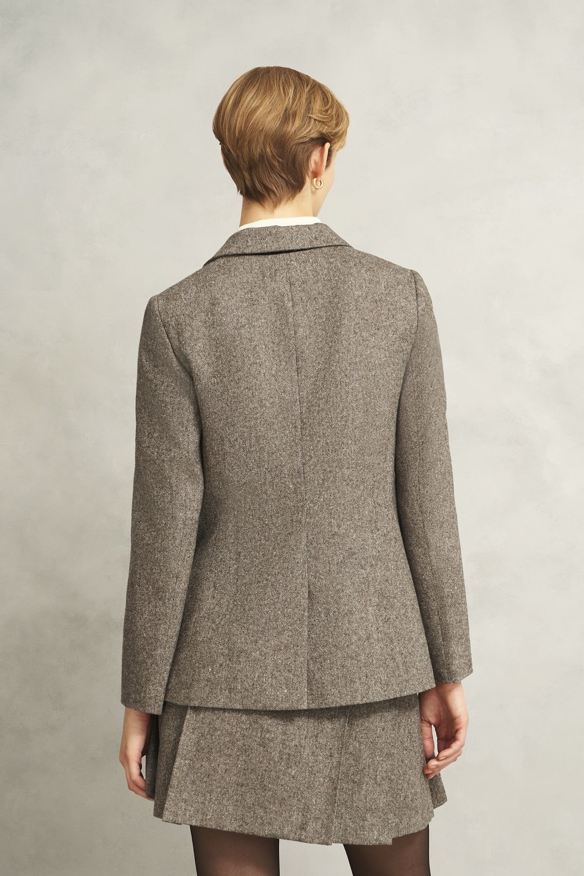 Hobbs London Hobbs London Women's Elvie Long Sleeve Collared Blazer Jacket in Brown - 4