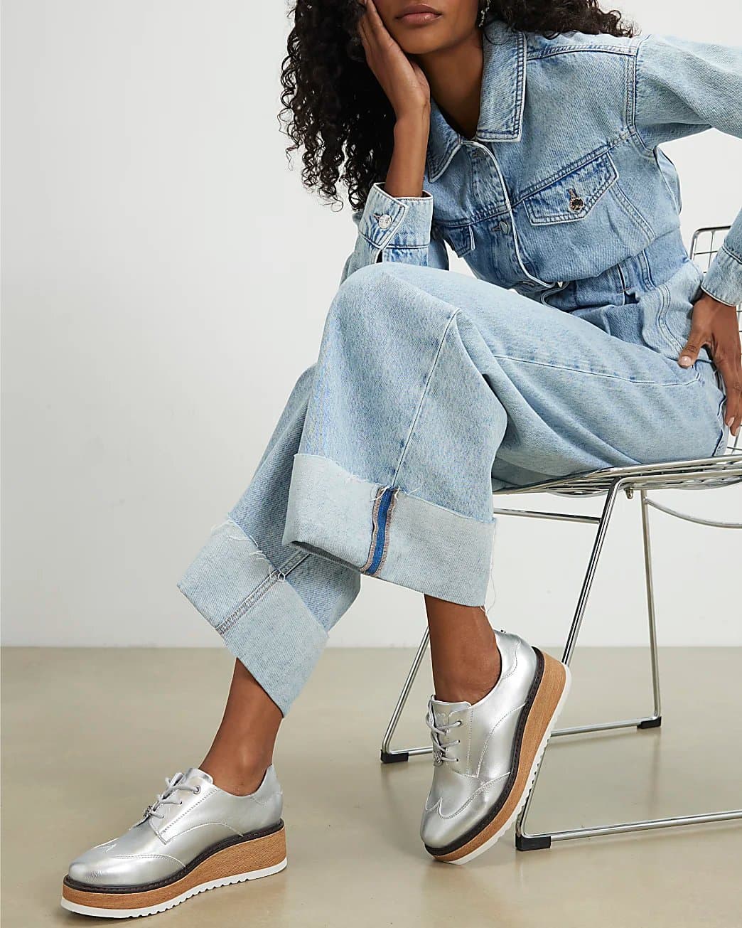 River Island River Island Womens Silver Lace Up Flatform Shoes