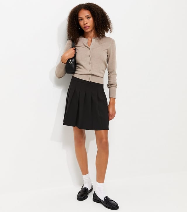 New Look Women's Black Ponte Knife Pleat Mini Skirt New Look - 2