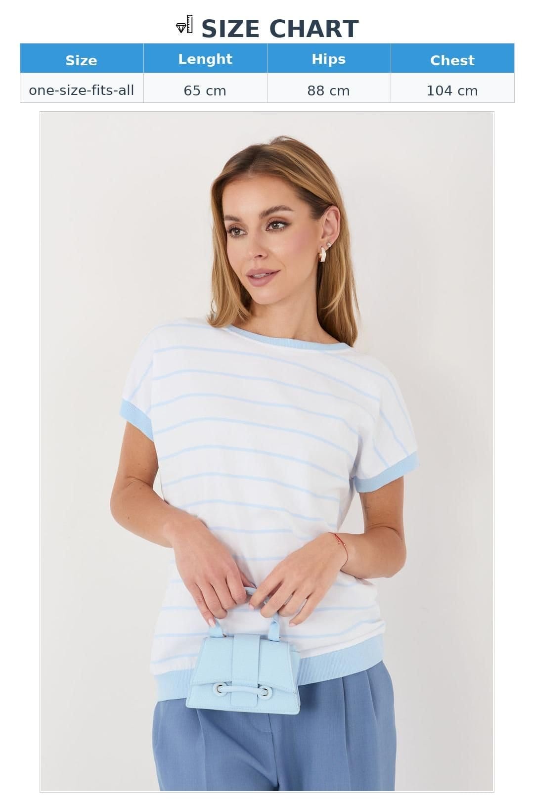 Love Lace Love Lace Women's Striped Cotton Elastane Blouse with Back Bow in White - 4
