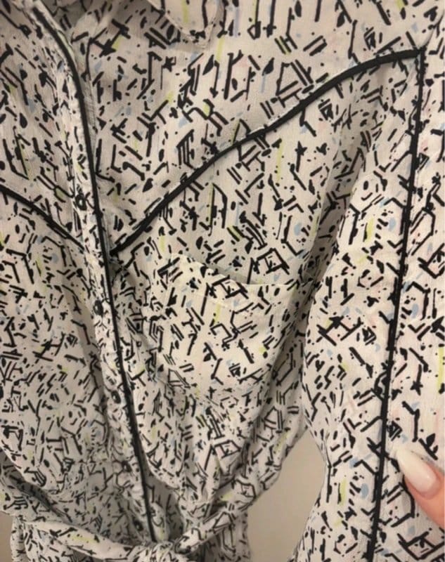 River Island Studio White Black Abstract Print Belted Mini Dress