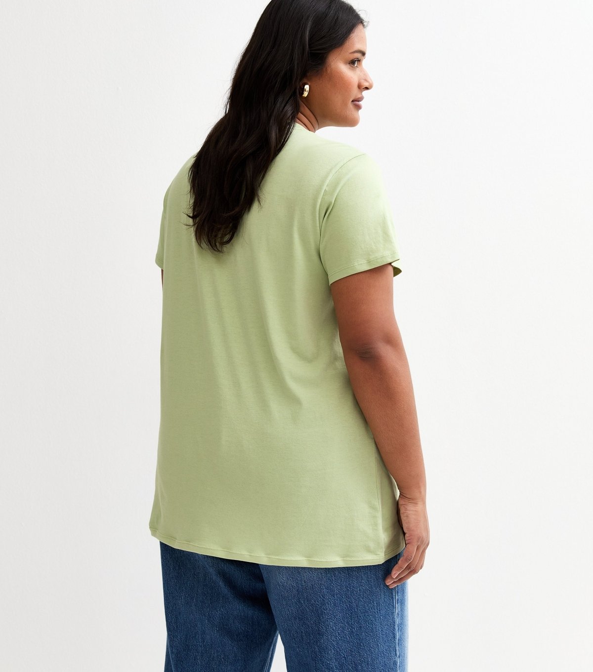 New Look Women's Plus Size Light Green Cotton Daisy T-Shirt Curves New Look - 4