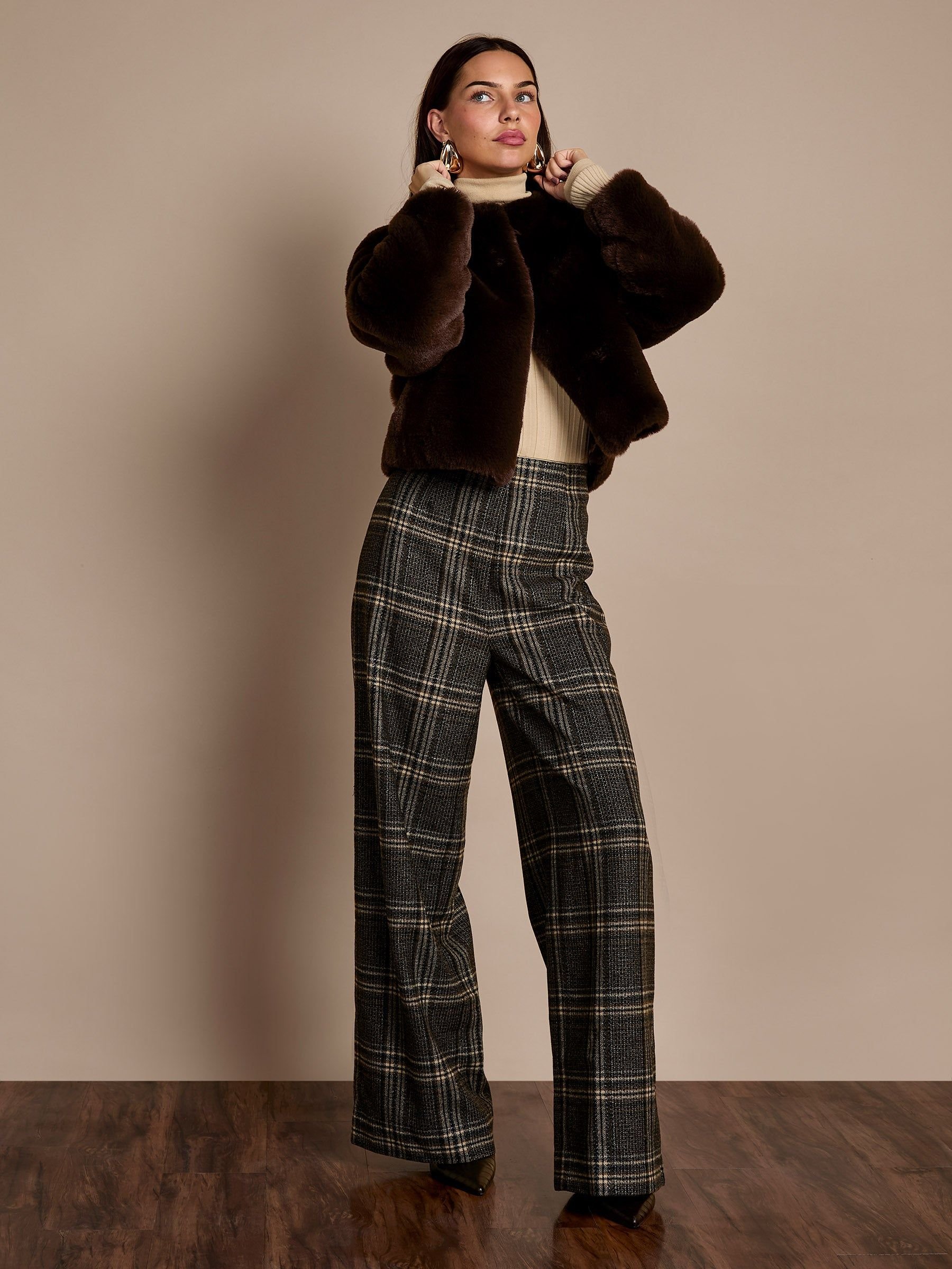 GWD by GEORGE W. DAVIES GWD by GEORGE W. DAVIES Women's GWD Reece Faux Fur Chocolate Brown Jacket in Charcoal - 3