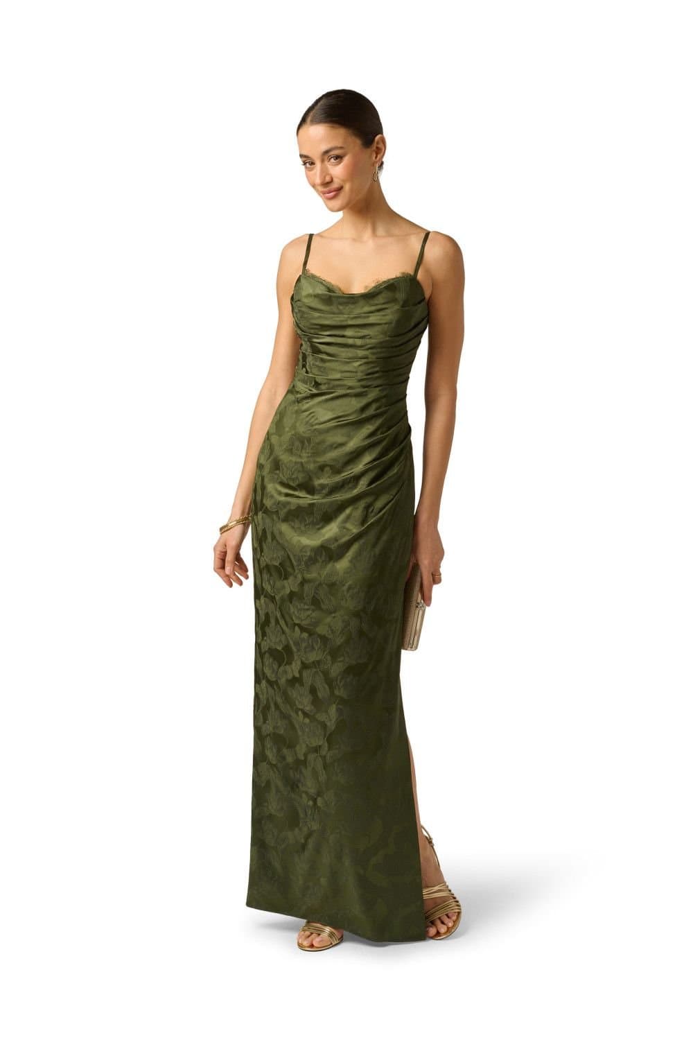 Adrianna by Adrianna Papell Adrianna by Adrianna Papell Women's Woven Jacquard Long Dress in Dark Green