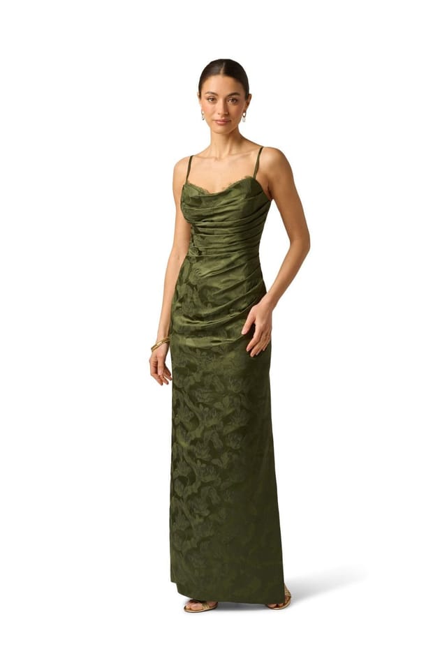 Adrianna by Adrianna Papell Adrianna by Adrianna Papell Women's Woven Jacquard Long Dress in Dark Green - 2