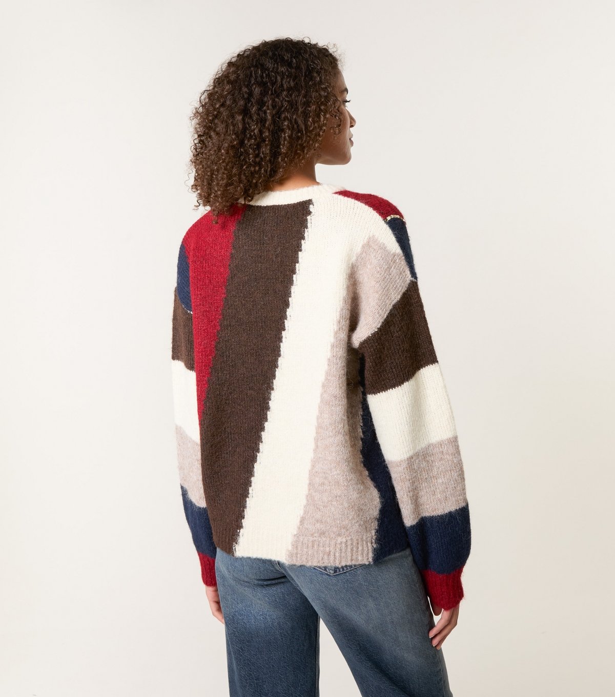 Blue Vanilla Women's Dark Brown Stripe Sequin Trim Jumper Blue Vanilla New Look - 4