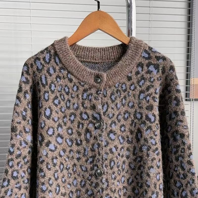 PEACH ACCESSORIES PEACH ACCESSORIES Women's Soft Leopard Print Knit Cardigan in Brown - 4