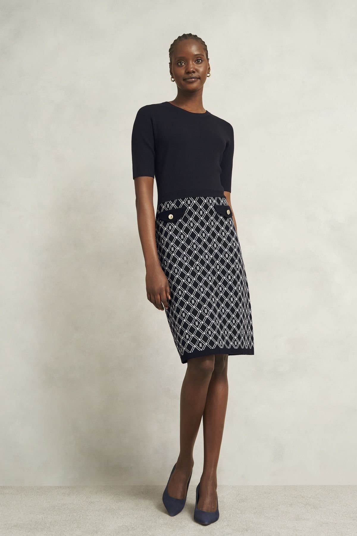Hobbs London Hobbs London Women's Perrie Knitted Dress in Dark Navy
