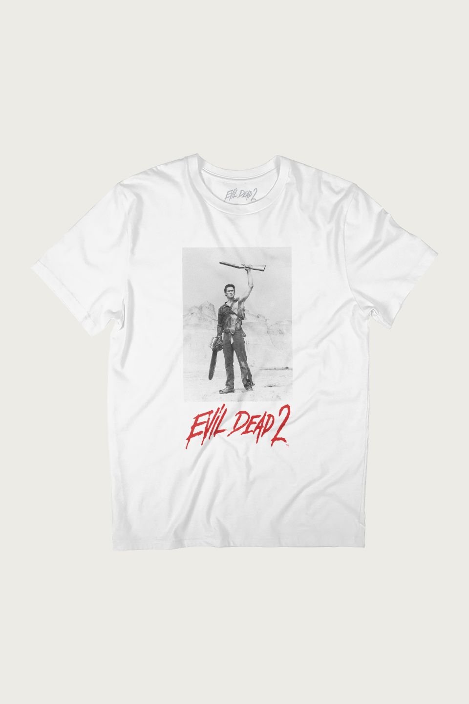 Evil Dead Evil Dead Men's Ash Red Text Logo T-Shirt in White - 2