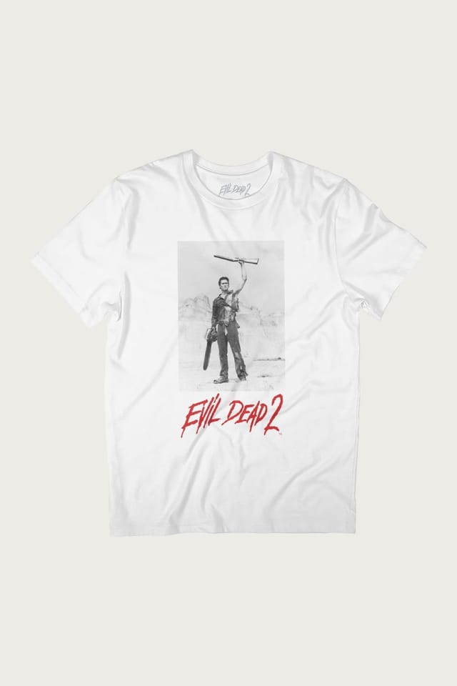 Evil Dead Evil Dead Men's Ash Red Text Logo T-Shirt in White - 2