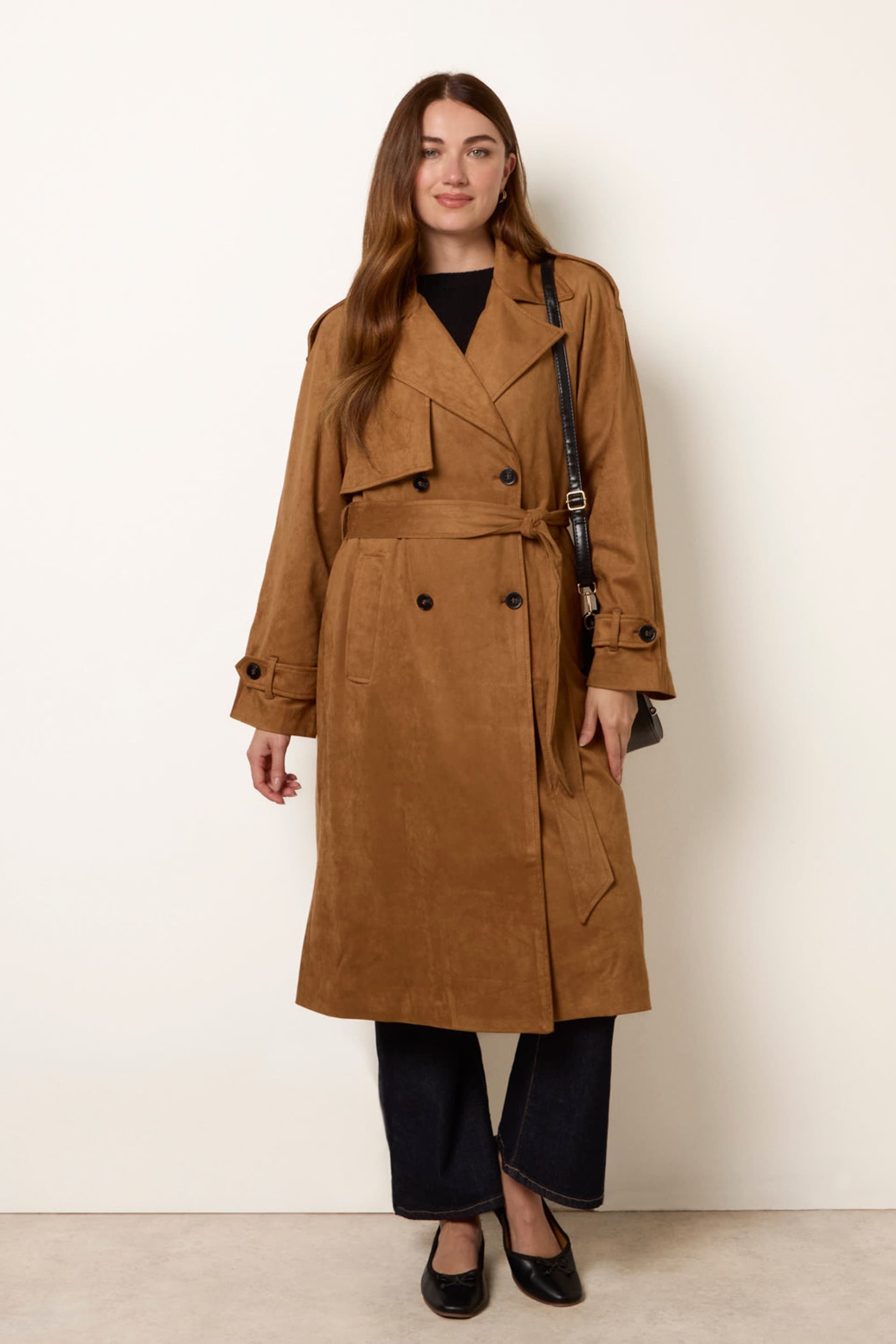 Blue Vanilla Blue Vanilla Light Tan Suedette Trench Coat
