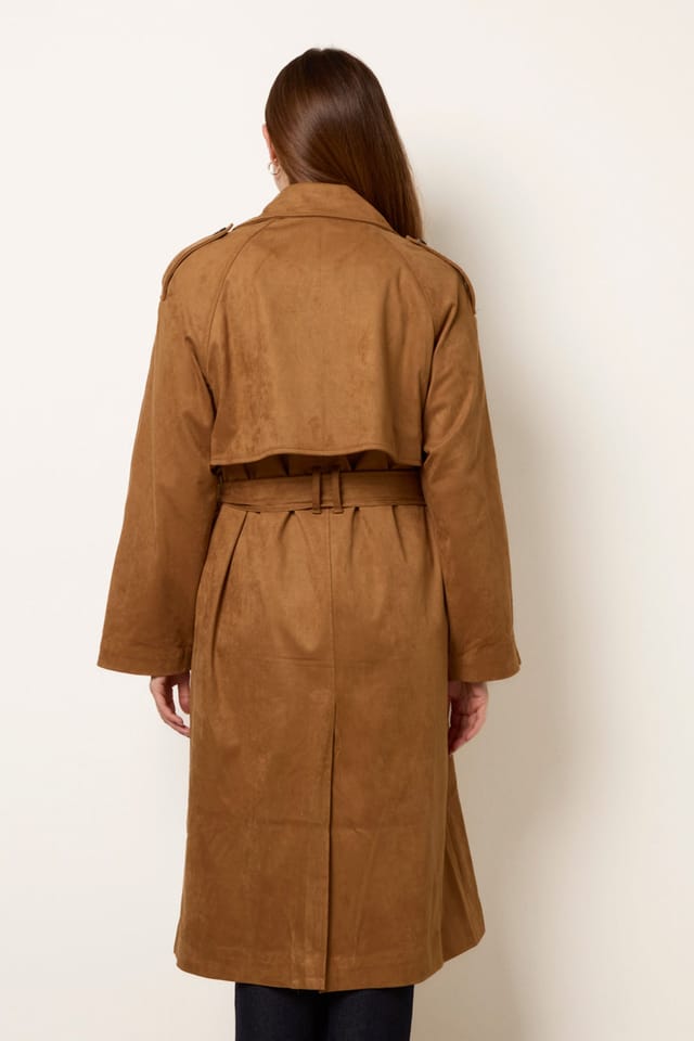 Blue Vanilla Blue Vanilla Women's Light Tan Suedette Trench Coat - 2