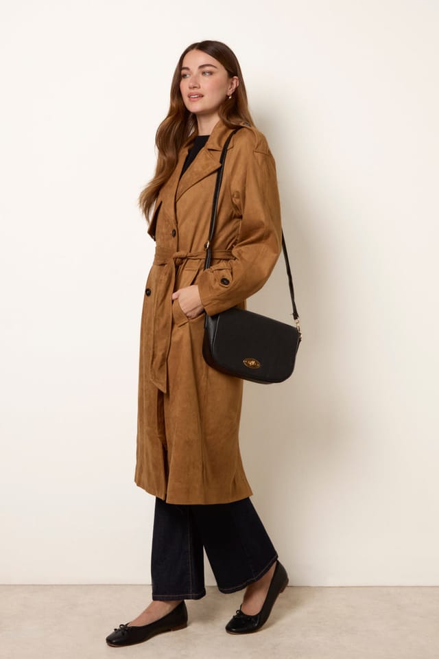 Blue Vanilla Blue Vanilla Women's Light Tan Suedette Trench Coat - 3