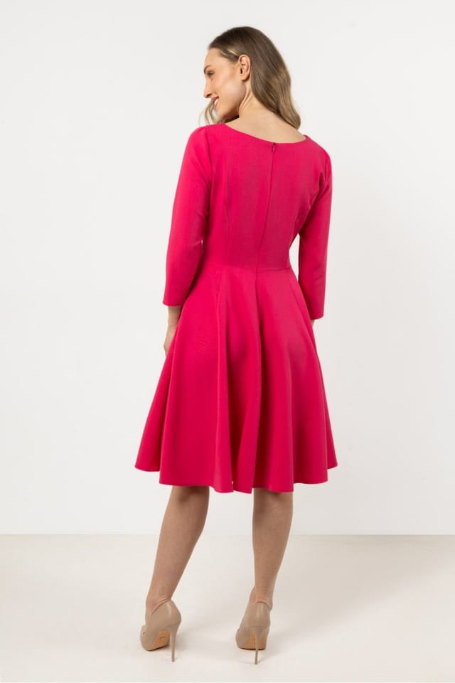 Love Lace Love Lace Women's Elegance Boat Neck Flared Day Dress in Pink - 3