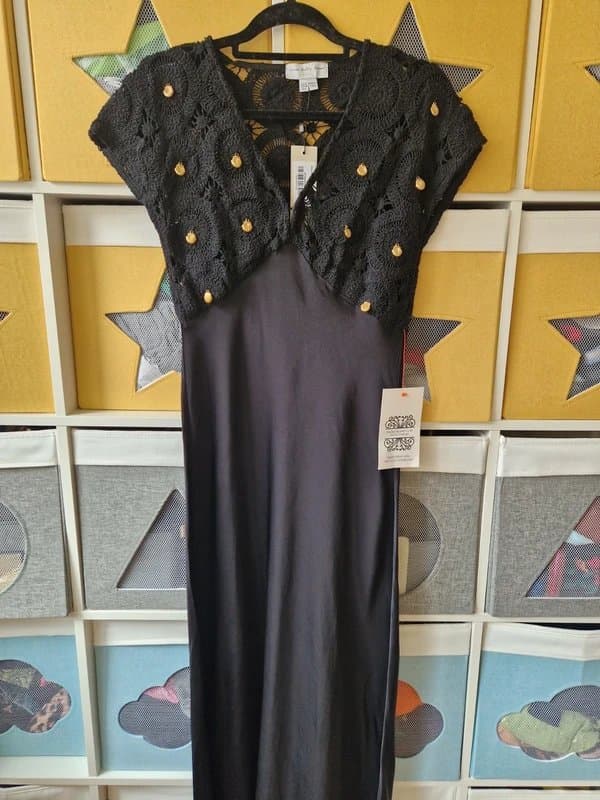 Never Fully Dressed Never fully dressed women's Black Crochet Shell Elodie Dress size 10 BNWT