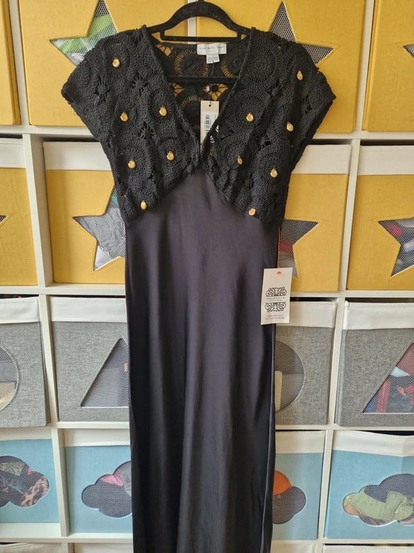 Never Fully Dressed Black Crochet Shell Elodie Dress Size 10 BNWT