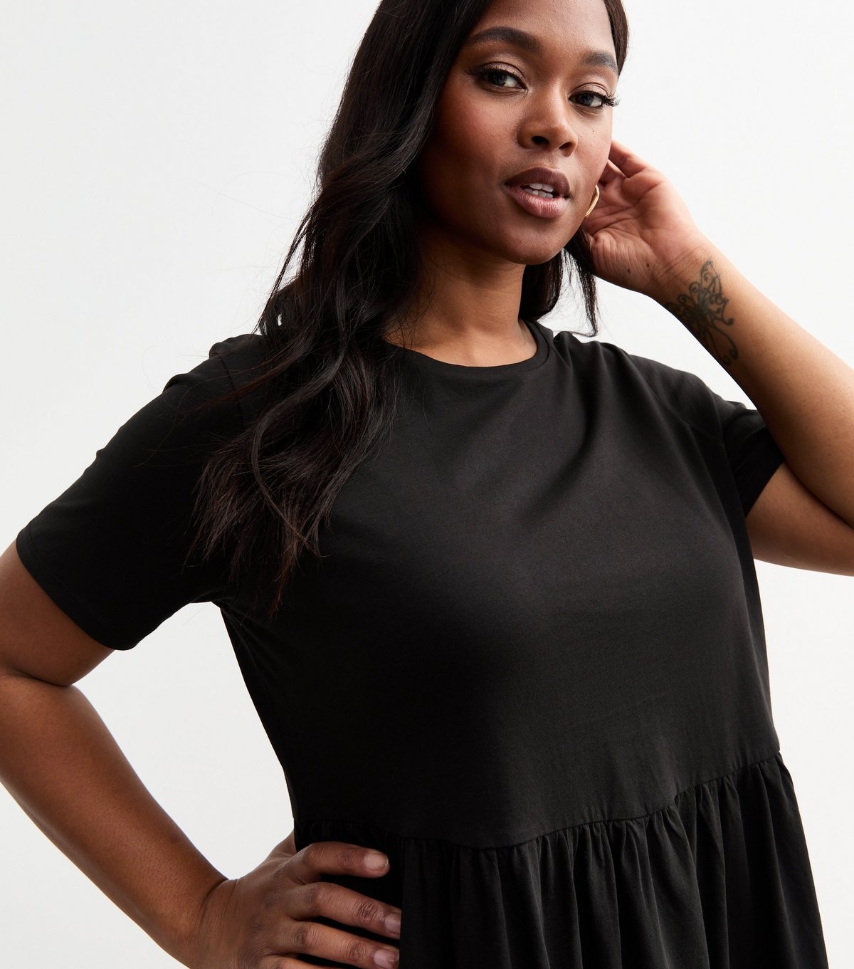 New Look Women's Plus Size Black Jersey Peplum Top Curves New Look - 2