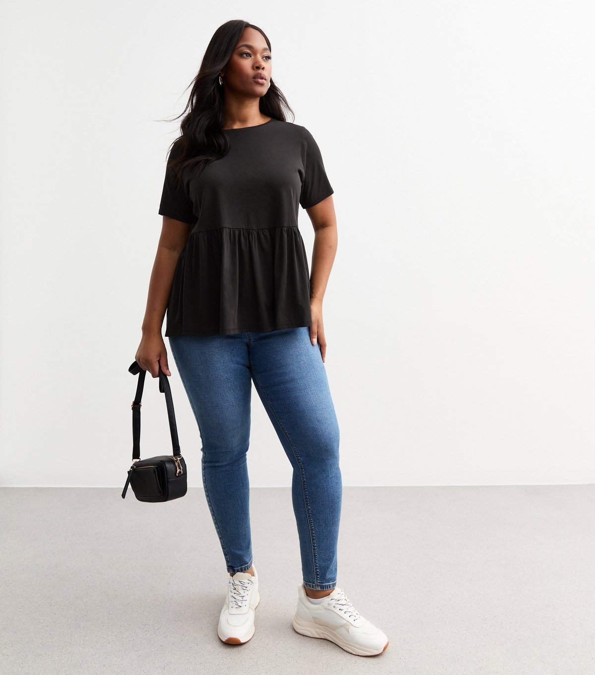 New Look Women's Plus Size Black Jersey Peplum Top Curves New Look - 3