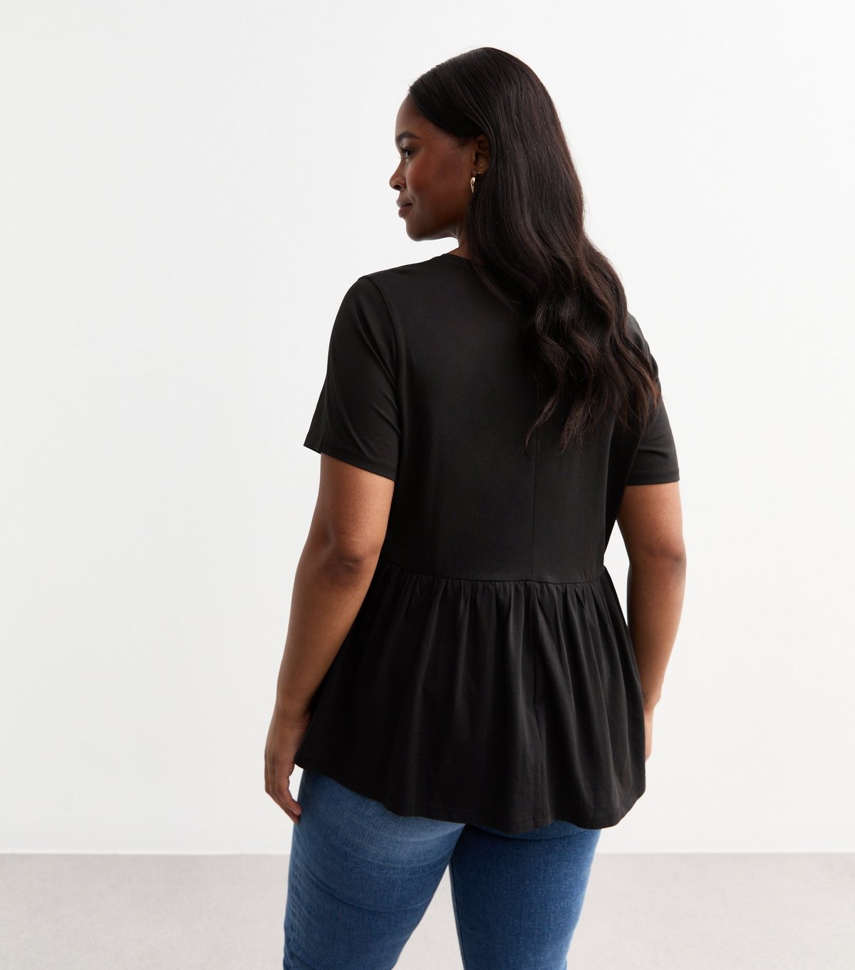 New Look Women's Plus Size Black Jersey Peplum Top Curves New Look - 4