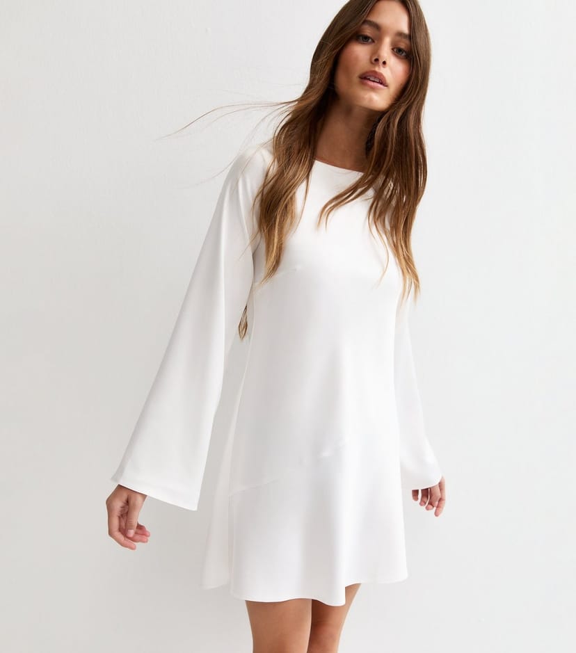 New Look Women's White Satin Cowl Back Mini Dress New Look - 1