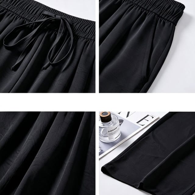 Lovii Lovii Women's Women Ice Silk Cooling Wide Leg Pants Light Comfortable Black - 3