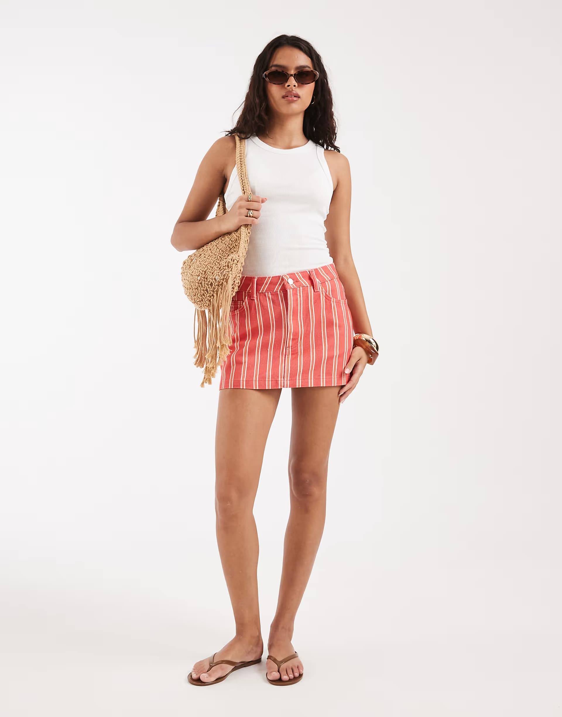 ASOS ASOS DESIGN mini skirt in red denim stripe