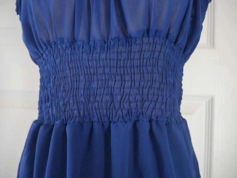 Carbon Blue Sheer Blouse Top Size 10 New Carbon Floaty Summer Holiday Lace Hem