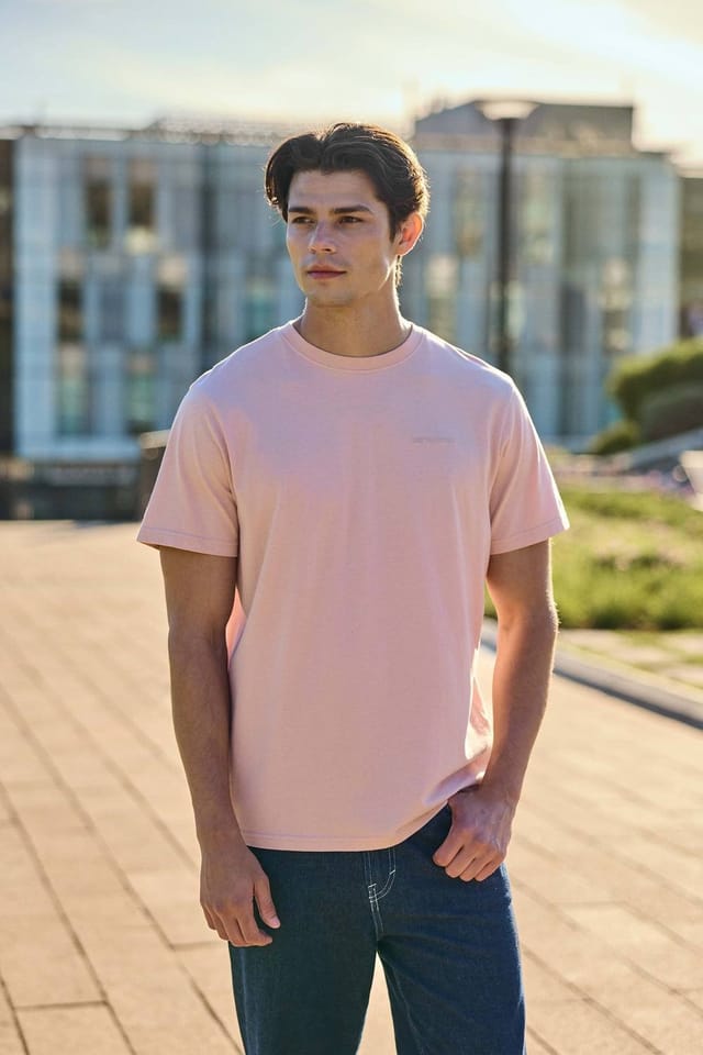 Animal Animal Men's 'Icon' Logo Print Lightweight Cotton Relaxed Fit Casual T-Shirt in Light Pink - 2