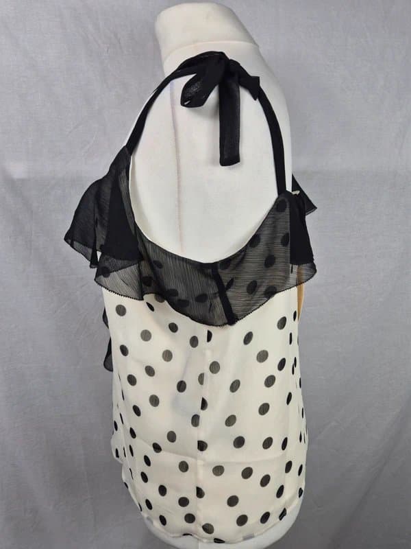 Love & Roses love & roses cream and black polka dot frill cami top size 16  854